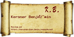 Kersner Benjámin névjegykártya